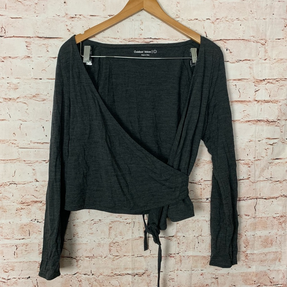Outdoor Voices Gray Wrap Top Size Large